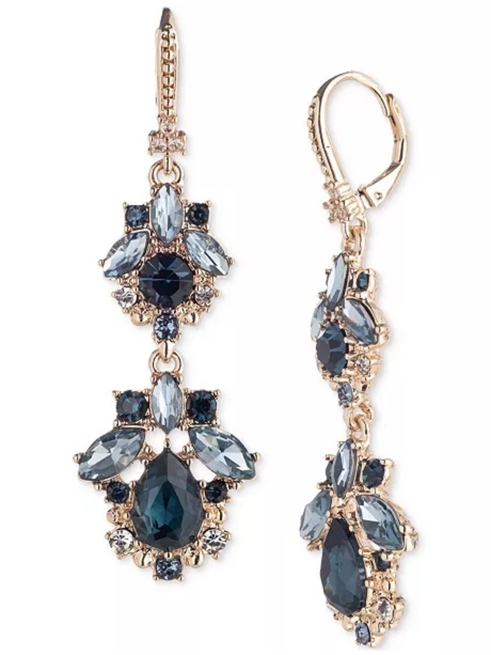 Marchesa Mixed Cut Crystal & Stone Double Drop Gold-Tone Earrings